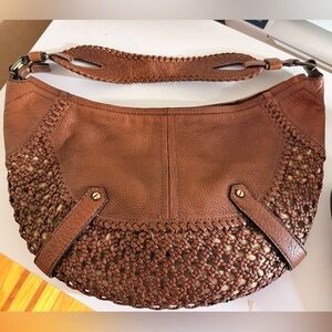 Cole Haan Tan Woven Leather Hobo Bag